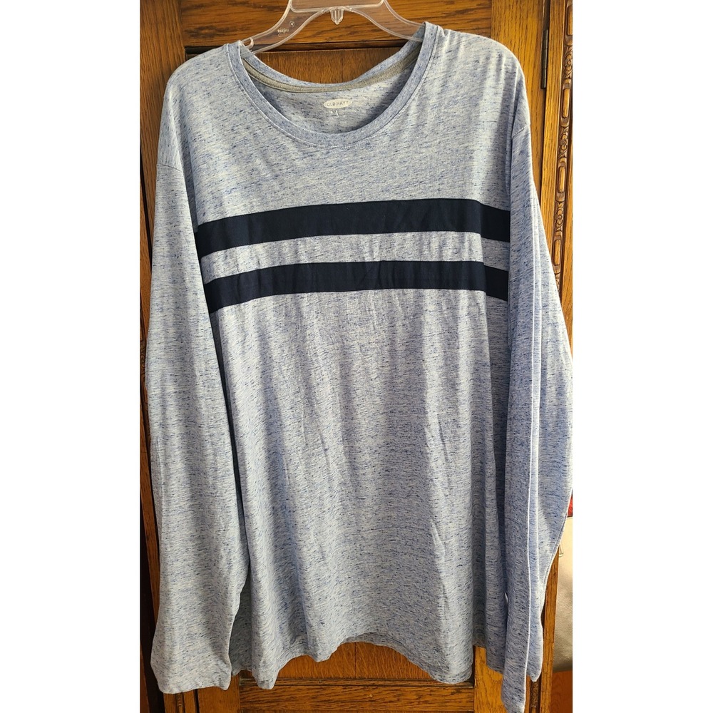Old Navy Mens XXXL Blue Heather Long Sleeve Core Chest Stripe Tee 339450-00